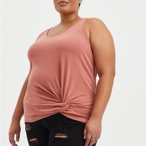 torrid Sleeveless Tanktop Cupro Knot Front Tank Coral Pink Plus Size 4X